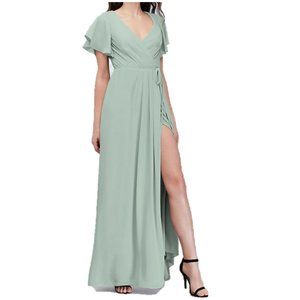 David's Bridal, Dusty Sage Bridesmaid Maxi Dress